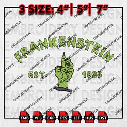 Frankenstein Hands Est Embroidery files, Horror Movie Embroidery Designs, Halloween Machine Embroidery Pattern