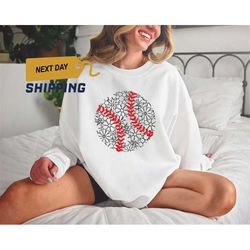 Floral Baseball Sweatshirt,Baseball Lover Sweatshirt,Basketball Mom Sweatshirt,Love Baseball Sweatshirt,floral sweatshir