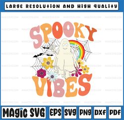 Groovy Floral Boo Spooky Halloween Svg, Spooky Vibe Boo Groovy Svg, Happy Halloween Png, Digital Download