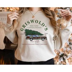Vintaga Griswold' tree farm Christmas Sweatshirt, Christmas Sweatshirt,Christmas Crewneck,Christmas Vacation, Ash Sweats