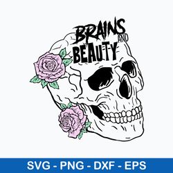 Brains and Beauty Svg, Flower Skull Svg, Png Dxf Eps File