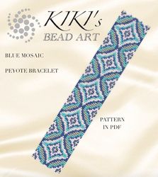 Peyote pattern peyote bracelet pattern Blue mosaic Peyote pattern design 3 drop peyote in PDF instant download DIY