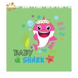 Baby Shark With Floral Headband Svg, Baby Shark Doo Doo Doo Svg