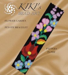 Peyote pattern peyote bracelet pattern Flower garden Peyote pattern design 3 drop peyote in PDF instant download DIY