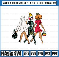 Halloween Three Ghouls, 90s Halloween PNG, Vintage Retro Halloween Ghouls