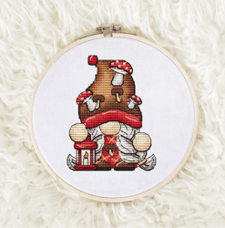 Gnome Cross stitch pattern PDF, Fall Gnome Counted Cross Stitch, Cute Gnome Embroidery Instant Download File