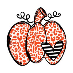 Leopard Orange Pumpkin Heart Svg, Halloween Svg, Orange Pumpkin Svg