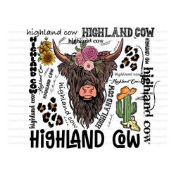 Highland Cow Png, Desert Design, Cactus, Boho Skull, Typography, Sublimation Cow, Cows Png, Western, Sublimation Design,
