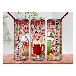 Christmas Coffee Drink 20oz Skinny Tumbler Sublimation Designs, Tumbler Wrap - PNG Digital Download, Christmas Tumbler P