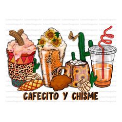 Cafecito y chisme coffee cups png sublimation design, western coffee cups png design, Mexico png, Mexican png, sublimate