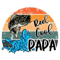 Funny Retro Reel Cool Papa Fish Vintage SVG