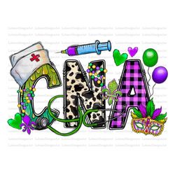 CNA Certified Nursing Assistant Mardi Gras png sublimation design download, Happy Mardi Gras png, Mardi Gras Nurse png,
