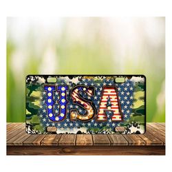 Western USA With American Flag License Plate Png Sublimation Design, Camouflage USA License Plate Png, 4th Of July Png,