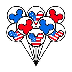 Happy 4th Of July SVG, USA Flag Mouse Balloons SVG