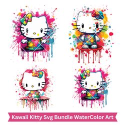 Kawaii Kitty Svg, Hello Kitty Svg Bundle, Cute Cat Svg, Kitty Svg, Kawaii Kitty Clipart, Kawaii Kitty Svg, Png Cut File