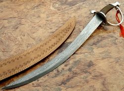 Handmade Damascus steel Ninja Sword fixed blade knife with sheath 24 inches long