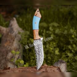 Hand Forged Damascus Steel Hunting Knife Skinner knife Bushcraft Knife Birthday Gift for Men