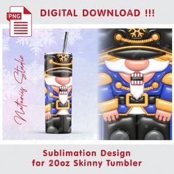 3D Inflated Puffy Christmas Nutcracker - Seamless Sublimation Pattern - 20oz SKINNY TUMBLER - Full Wrap
