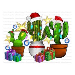Christmas Cactus Png,Western Christmas,Sublimation Design,Merry Christmas Png,Christmas Gift Box Png,Christmas Cactus Pn