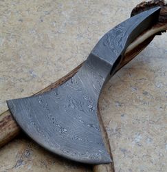 custom handmade damascus steel viking hatchet tomahawk hunting tactical axe head