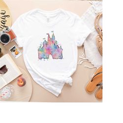 Watercolor castle shirt, Disneyworld shirt, matching theme park shirts, Cinderella castle shirt,