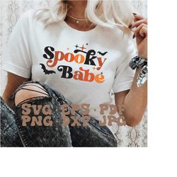Spooky Babe SVG | Spooky Svg Png | Halloween Svg | Boho Women's Halloween Svg | Retro Halloween Svg Png | Halloween bat