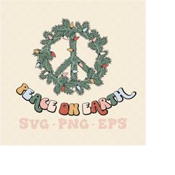 Peace on Earth SVG, peace christmas svg, christmas peace sign, christmas peace png, peace sign svg, peace sign wreath sv