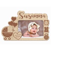 Personalized Birth Announcement Picture Frame - Newborn Baby girl Picture Frame -Gift for New Parents - Nursery Picture