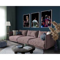 Lionel Messi Set of 3 Posters, Soccer Poster, Argentina, 10, Championship, Soccer Wall Art, Football, Futball, MLS, Digi