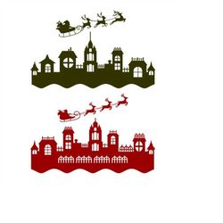 Christmas Santa Claus sleigh Cuttable Design SVG PNG DXF & eps Designs Cameo File Silhouette