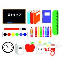Back to Supplies Bus Pencil Books School Pack Cuttable Design SVG PNG DXF & eps Designs Cameo File Silhouette
