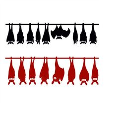 Bats Hanging Banner Bat Halloween Cuttable SVG PNG DXF & eps Designs Cameo File Silhouette
