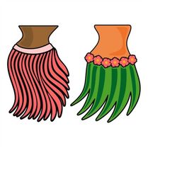 Hawaii Hula Grass Skirt Pack Cuttable Design SVG PNG DXF & eps Designs Cameo File Silhouette