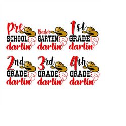 Pre School Kindergarten 1st 2nd 3rd 4th Grade Darlin' Pack Cuttable Design SVG PNG DXF & eps Designs Cameo File Silhouet