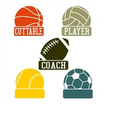 football soccer tennis basketball volleyball frames cuttable design svg png dxf & eps designs cameo file silhouette