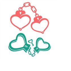 Handcuffs cuffs Police Heart Love Pack Cuttable Design SVG PNG DXF & eps Designs Cameo File Silhouette