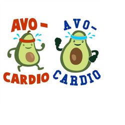 Avo Cardio Avocado Pack Cuttable Design SVG PNG DXF & eps Designs Cameo File Silhouette