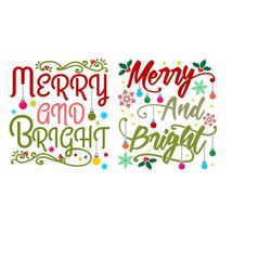 Merry and Bright Christmas Cuttable Design SVG PNG DXF & eps Designs Cameo File Silhouette