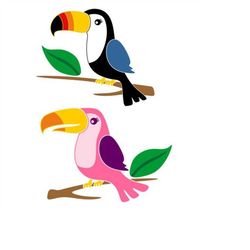 Tropical Birds cuttable Design SVG PNG DXF & eps Designs Cameo File Silhouette