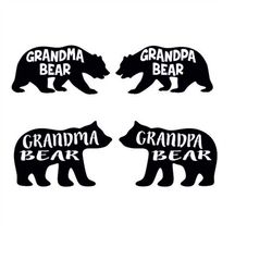 Bear Grandma Grandpa Grand parents Cuttable Design SVG PNG DXF & eps Designs Cameo File Silhouette