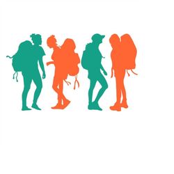Girl Traveler Backpacker Pack Cuttable Design SVG PNG DXF & eps Designs Cameo File Silhouette