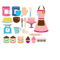 Retro Baking Cooking Cuttable Design SVG PNG DXF & eps Designs Cameo File Silhouette