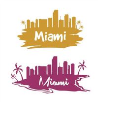 Miami City skyline Cuttable Design SVG PNG DXF & eps Designs Cameo File Silhouette