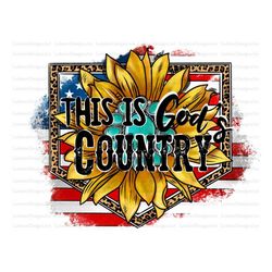 This Is God's Country Png, Western PNG, Sunflower Png, Country, American Flag Png, Cowhide, Sublimation Designs Download