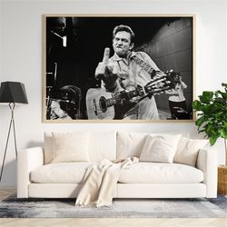 johnny cash canvas - vintage photo print - music wall decor - iconic wall art - wrapped canvas - framed - hanging - prin