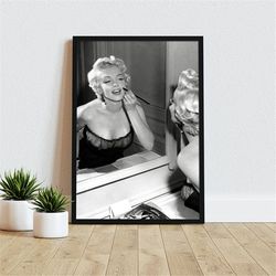 marilyn monroe makeup poster, black and white, marilyn monroe print, old hollywood decor, fashion photography, wall art,