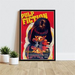 Pulp Fiction Movie Poster Tarantino Canvas Wall Art Home Decor Framed, Wrapped or Hanging Canvas, Print