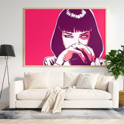 Pulp Fiction Mia Wallace Poster, Mia Wallace Canvas Wall Art, Movie Poster, Modern Trendy Wall Art, Movie Posters, Gift