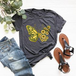 Butterfly Shirt, Sunflower Shirt, Fall Shirt, Butterfly Love
