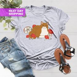 Cat Mushroom Shirt, Goblincore Outfit, Lover of Nature Gifts